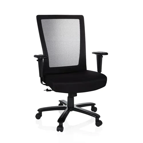 hjh OFFICE 738010 Bürostuhl XXL Extender - Ergonomischer XXL-Drehstuhl für bis zu 150 kg, atmungsaktiver Netzrücken und stufenlose Sitzhöhenverstellung für optimalen Komfort im Büro.