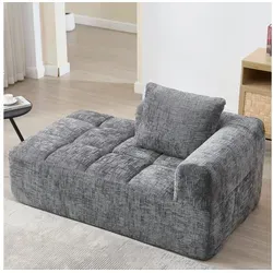 STILVORA Sofa mit bettfunktion,schlafsofa wohnzimmer,sofa 2 sitzer mit relaxfunktion, Komfortables Chaise-Lounge-Sofa ohne Zusammenbau, Kuscheliges Polstersofa mit Seitentaschen, Kissen & Wolkenähnlichem Sitzgefühl, Ideal für Wohnzimmer & Schlafzimmer, Perfekt für Entspannung & Nickerchen grau