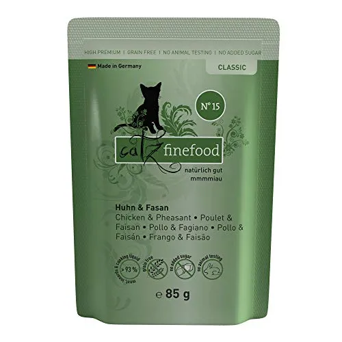 catz finefood N 15 Huhn Fasan - 16 x 85g Feinkost Katzenfutter, getreidefrei mit Quinoa und Kresse für gesunde Ernährung