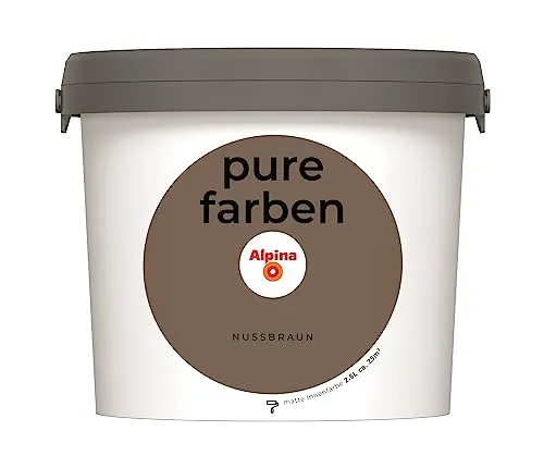 Alpina pure farben Wandfarbe – Nussbraun - Farben für Innenräume, strapazierfähig und atmungsaktiv, emissionsarm und geruchsneutral für ein optimales Raumklima.