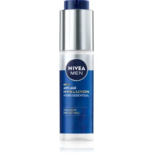 NIVEA MEN Anti-Age Hyaluron Hydro Gesichtsgel 50ml - Anti-Faltenprodukt mit Hyaluronsäure und Pro-Retinol, ideal zur Hautverjüngung für Männer. Feuchtigkeitsspendend und erfrischend für ein jugendliches Hautbild.