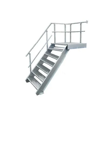 SRM Design Außentreppe 6 Stufen + Podesttreppe Geländer links breite 100cm höhe 100-140cm