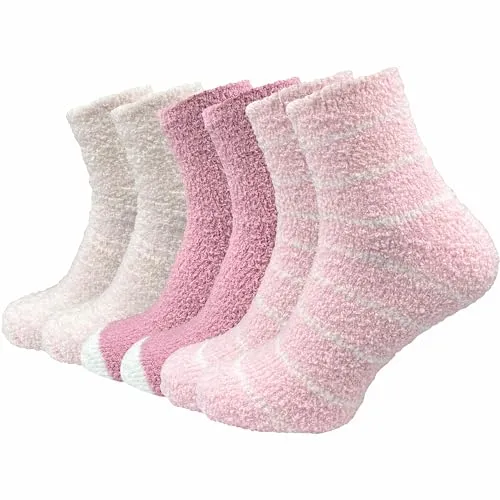 GAWILO Damen Kuschelsocken (6 Paar) weiche & flauschige Haussocken - Wintersocken | warme Bettsocken - Schlafsocken - Plüschsocken (DE/NL/SE/PL, Numerisch, 39, 42, Regular, Regular, rosatöne)