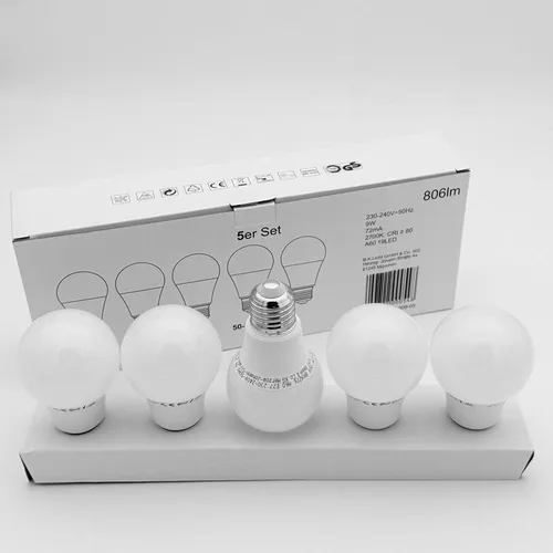 B.K.Licht 5x LED Leuchtmittel E27 warmweiß 9W Energiespar-Lampen Glüh-Birne 230V