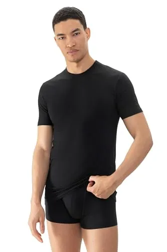 Mey Basics Dry Cotton Herren Shirts 1/2 Arm Schwarz 8-XXL - Herren-Unterhemden mit körpernaher Passform und Rundhalsausschnitt, aus atmungsaktivem Single Jersey für optimalen Tragekomfort.