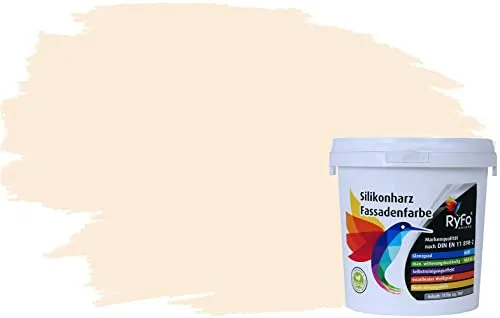 RyFo Colors Silikonharz Fassadenfarbe Lotuseffekt Trend Weißtöne Cremabeige 1l - Hochwertige Silikonharz-Fassadenfarbe mit Lotuseffekt für langlebige, schmutzabweisende Oberflächen. Ideal für den Außenbereich, bietet sie höchste Deckkraft und ist extrem wetterbeständig.