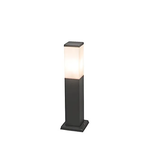 Qazqa Malios Moderne Außen-Pollerleuchte Dunkelgrau - Elegante Außenbeleuchtung mit IP44-Schutz, ideal für Garten und Terrasse. Dimmbar (Dimmer nicht enthalten) und geeignet für E27 Leuchtmittel.