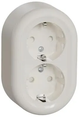 Schneider Electric Elso runde Schuko-Steckdose, 2-fach, Aufputz, Berührungsschutz, Renova, 16A, 250V AC, weiss, Artikelnummer WDE015896