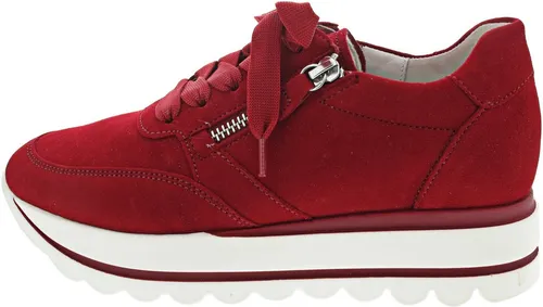 Gabor Sneaker rot 4,5 - Sneaker in Rubinrot aus hochwertigem Veloursleder, mit bequemem Keilabsatz von 2 cm – ideal für stilvolle und komfortable Freizeitlooks.