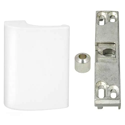 Set Aluminium Balkontürgriff/Terrassentürgriff de Luxe - weiß RAL 9016 + Balkontür Terrassentür Fenster Schnäpper für Schüco - Rehau Fenster