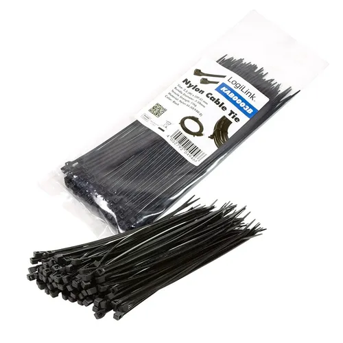 Kabelbinder schwarz 100Stück Länge 200mm Breite 2,5mm Nylon UL94V-2  /  KAB0002B