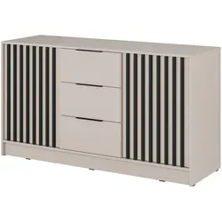 Masseno Kommode NELIANA 155 cm – Gelbes Sideboard mit 3 Schubladen und 2 Türen
