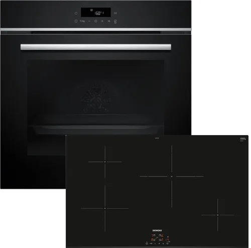 Siemens PQ100I80 Einbau-Backofen-Set HB572ABS4 + EH83KBEB5E - Vielseitiges Einbau-Backofen-Set mit 6 Beheizungsarten und Induktionskochfeld. Ideal für kreative Kochabenteuer und effizientes Backen. Mit modernster touchControl-Bedienung für einfache Handhabung.