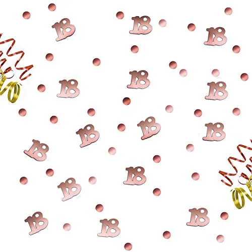 Oblique Unique® 18. Geburtstag Jubiläum Konfetti Roségold Punkte + Zahl Mix Tisch Deko über 300 Stück