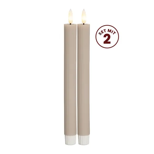 Star Trading LED Stabkerze Flamme Stripe 2er-Set - Lampen, stilvolle Wachs-Stabkerzen mit realistischer Flamme für eine gemütliche Atmosphäre – ideal für jedes Zuhause.