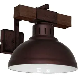 Vintage Wandleuchte LU9051 - Geschmackvolle Wandlampe in Burgund Holzfarben - Rustikale Wandlampe im Landhausstil mit handbemaltem Echtholz-Element. Ideal für Wohnzimmer und Flur, individuell gestaltbar durch wählbares E27-Leuchtmittel. Qualitätsprodukt Made in EU.