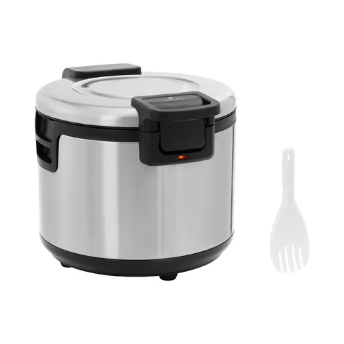 Royal Catering Reiskocher 26 L Edelstahl mit Reislöffel, 110 W - Reiskocher für Gastronomie - 26 L, leistungsstark mit 110 W für schnelle Zubereitung und zwei Temperaturstufen für perfekten Reis!
