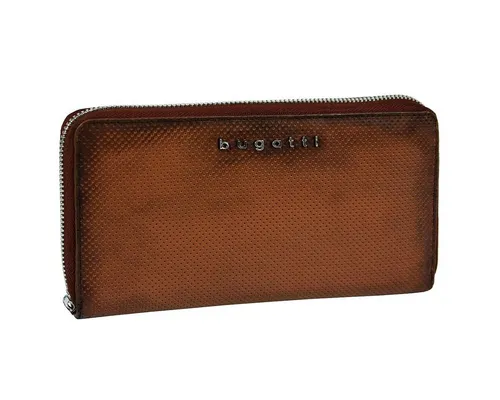 Bugatti Perfo großes Portemonnaie Damen Leder - Vintage Geldbörse in Braun - Damen-Geldbörse aus 100% echtem Leder im lässigen Vintage Look, mit 3-seitigem Reißverschluss für mehr Kompaktheit und optimaler Karten- und Geldscheinorganisation.