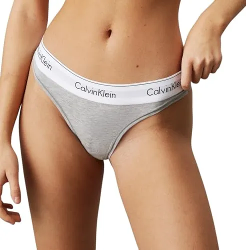 Calvin Klein Damen String Thong Unterwäsche, Grau (Grey Heather), XS