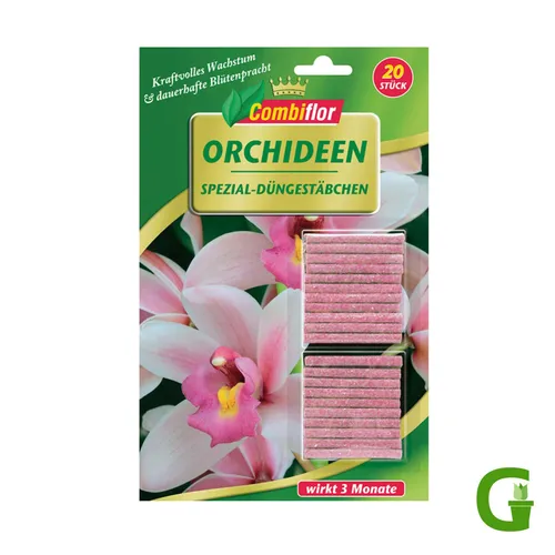 Combiflor Orchideen Düngestäbchen - Langzeit Dünger für Orchideen, 20 Stück - Dünger für Orchideen mit Langzeitwirkung, sorgt für gesundes Wachstum und blühende Pflanzen.