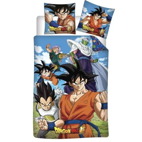 Bettwäsche Dragonball Super - 100% Baumwolle, 140 x 200 cm - Bettwaren-Set für Kinder mit wendbarem Bettbezug und Kissenbezug. Ideal für Manga-Fans, schadstoffgeprüft nach OEKO-TEX Standard 100 und maschinenwaschbar.