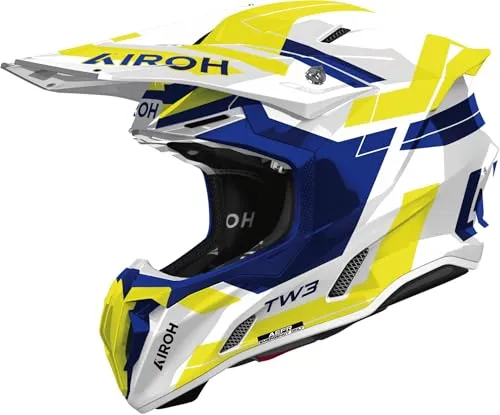 Airoh Twist 3 Dynasty Motocrosshelm - Blau/Weiß/Neon-Gelb - XL - Der Airoh Twist 3 ist der perfekte Motocrosshelm für jedes Abenteuer. Mit optimiertem Belüftungssystem und leichtem Design bietet er hohen Komfort und Sicherheit. Ideal für leidenschaftliche Fahrer!