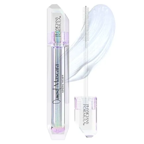 Physicians Formula, Mineral Wear Diamond Mascara, Transparente Mehrzweck-Mascara für Augenbrauen und Wimpern, mit Diamantstaub, Peptiden, Mineralpuder und pflegendem Vitamin E, Clear Diamond