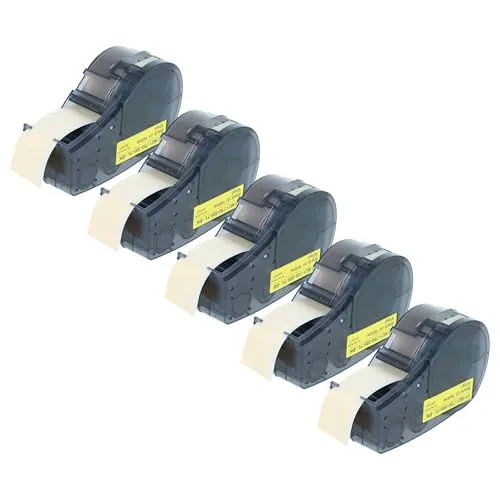vhbw 5x Schriftband-Kassette Ersatz für Brady M21-750-595-YL für Etiketten-Drucker 6,4m x 19,05mm Schwarz auf Gelb, Kunststoff