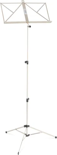 Classic Cantabile Notenpult 90 - Klappbarer Notenständer in Light Nickel, höhenverstellbar von 50 bis 115 cm, inkl. Tasche und rutschfesten Gummifüßen