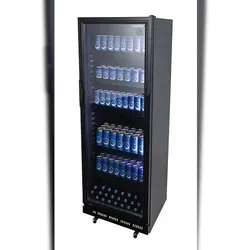 Gastro-Cool Glastürkühlschrank GD360 - Schwarz - Gewerbekühlschrank mit selbstschließender Glastür, LED-Beleuchtung und höhenverstellbaren Gitterregalen für eine ansprechende Präsentation Ihrer Getränke.