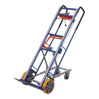 VARIOfit Schwerlastkarre mit Stützrädern und Bremshebel – 550kg Tragfähigkeit - Robuste Sackkarre für den professionellen Einsatz. Ideal für schwere Lasten bis 550 kg, mit breiten Polyurethanrädern für einfache Manövrierbarkeit.