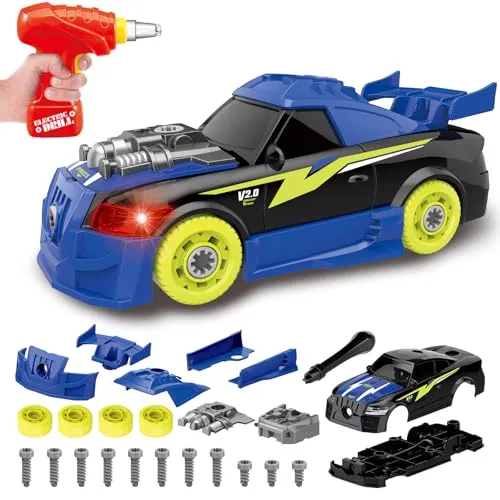 Pup Go Auseinander Nehmen Auto für Kinder 3+ Jahren, Weihnachten & Nikolaus Geschenk für Jungen, 26-teiliges Spielzeug Elektrische Bohrmaschine, Einfach Zusammenzubauen (4 Ersatzschrauben Enthalten)