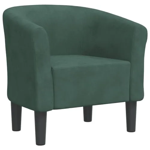 vidaXL Clubsessel Dunkelgrün Samt - Moderner Sessel aus weichem Samt für eleganten Komfort in Wohnzimmer, Schlafzimmer oder Büro. Robustes Gestell aus Holz für Stabilität und eine dicke Polsterung für entspanntes Sitzen.