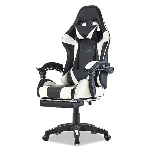 Walden Sports Gaming Stuhl bürostuhl ergonomisch Office Chair bürostühle Gaming Chair Rückenlehne Sitzhöhe verstellbar Drehstuhl Racing Office Computer Ergonomic Video Game Chair (Weiß)