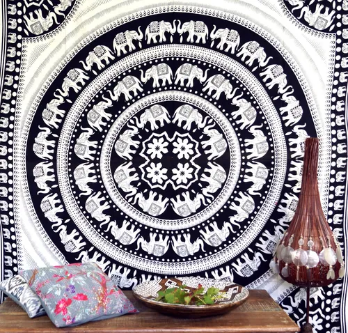 Wandbehang Elefanten Mandala von Guru-Shop