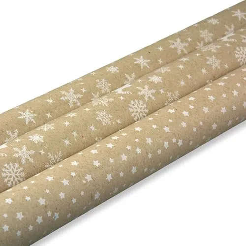 Weihnachtsgeschenkpapier natur 3 Rolle 0,7x2m Weihnachtspapier Bastelpapier Dekopapier