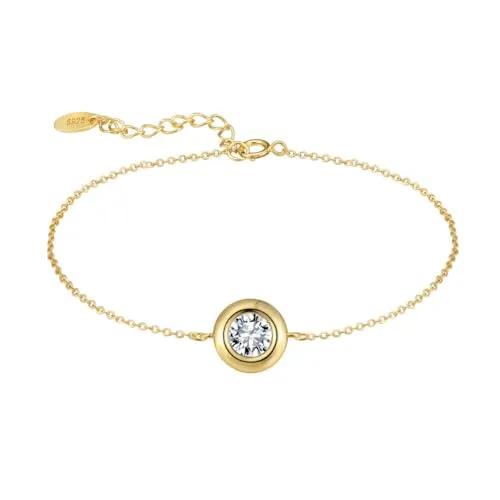 Suzan Gold® Vergoldetes Armband aus 925 Silber für Damen mit Premium-Kristall | Zartes Gliederarmband Solivra im eleganten Design | Hautfreundlich, wasserfest & nickelfrei | Freundin Geschenk