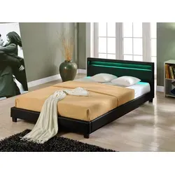 Corium LED Polsterbett Paris 160x200cm - Modernes Kunstleder-Doppelbett mit stimmungsvollem LED-Kopfteil und Fernbedienung für individuelle Beleuchtung, ideal für ein stilvolles Schlafzimmer.
