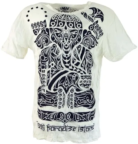 GURU SHOP Sure Herren T-Shirt Tribal - Weiß, Baumwolle, Size:M - Fun-T-Shirt mit hochwertigem Tribal-Druck im Krinkel-Look, pflegeleicht und angenehm zu tragen, ideal für lässige Anlässe.
