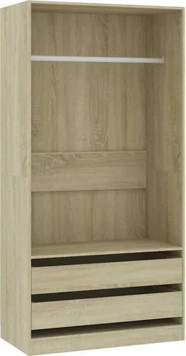 vidaXL Kleiderschrank mit 2 Schubladen - Kleiderschrank aus Holzwerkstoff in Sonoma-Eiche, bietet viel Platz mit Hängestange und 2 Schubladen für eine stilvolle und praktische Aufbewahrungslösung.