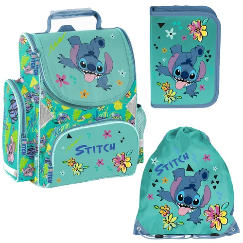 STITCH-Schulranzen für Jungen und Mädchen - 3-teiliges Set mit Federmäppchen - Ranzen, Taschen & Rucksäcke - Mit trendigem Disney-Design und praktischem Federmäppchen, ideal für Schule und Freizeit.