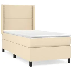 vidaXL Boxspringbett mit Matratze 90x200 cm Creme - Hochwertiges Boxspringbett für erholsamen Schlaf! Mit höhenverstellbarem Kopfteil und mittelharter Matratze für optimalen Komfort. Ideal für Rücken- und Bauchschläfer.