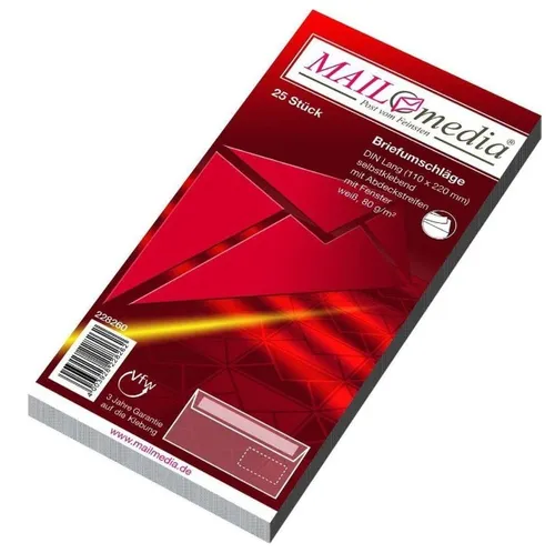 MAILmedia Briefumschlag Offset weiß DIN Lang mit Fenster 25 Stück