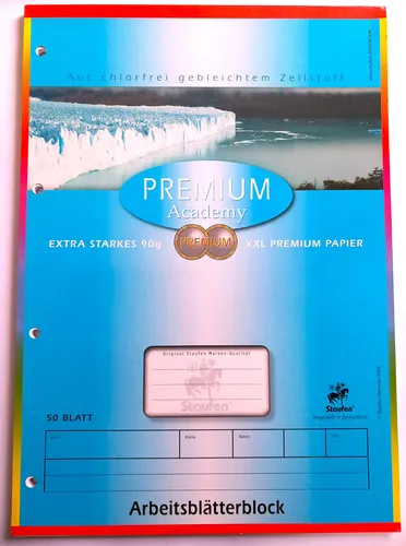 Arbeitsblätter-Block Schulblock Liniert Staufen Premium Original 90G/M² 50Blatt