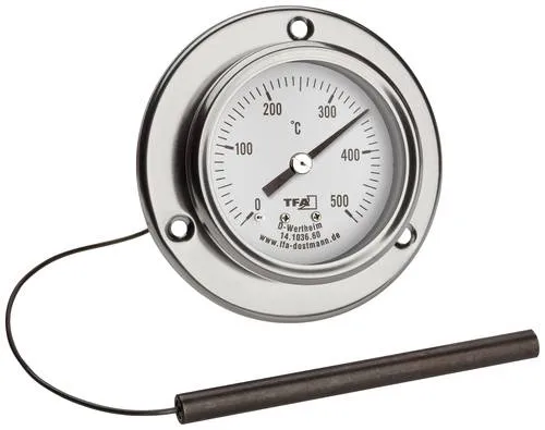 TFA Dostmann 14.1036.60 Grillthermometer Edelstahl - Präzises Edelstahl-Grillthermometer für Temperaturen bis 500°C, ideal für Pizzaöfen, Grills und Bäckereien. Garantiert perfekte Garraumtemperatur für meisterhaftes Grillen und Backen.