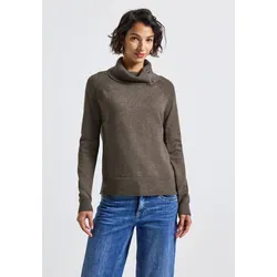 Street One Damen 3015724 Pullover mit Stehkragen - Nomad Brown Mel, Größe 34 - Modischer Damenpullover mit Stehkragen und Knopfdetail, bietet kuscheligen Tragekomfort und eine perfekte Passform für kalte Tage.