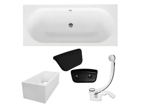 Badewanne Rechteck 150x75 VITAE mit Wannenträger und Badkissen - Moderne Badewanne in rechteckiger Form, rutschsicher und leicht zu reinigen. Ideal für entspannende Momente im Badezimmer. CE-zertifiziert und mit 10 Jahren Herstellergarantie.