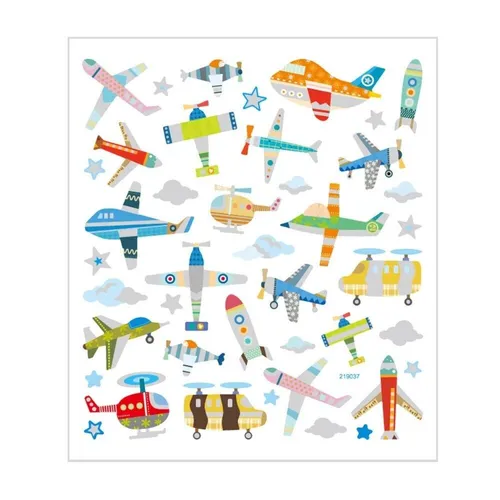 Flugzeug und Hubschrauber Sticker mit Glitzer - Blatt 15 x 16,5 cm - Deko