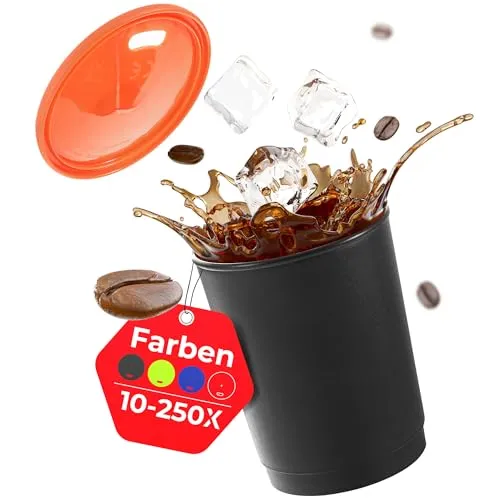 Achilles Kaffeebecher mit Deckel, 330 ml, stapelbar, spülmaschinenfest, 100 Stk. - Die praktischen Mehrweg-Kaffeebecher sind ideal für Veranstaltungen oder den täglichen Gebrauch. Mit 330 ml Fassungsvermögen und robustem, lebensmittelechtem Material bieten sie optimalen Genuss für Ihre Getränke. Stapelbar und pflegeleicht!
