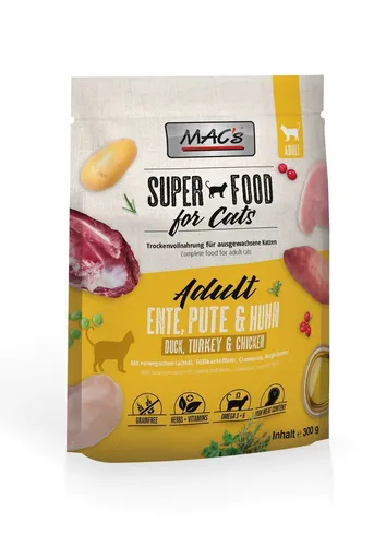 MACs Cat Adult Ente,Pute & Huhn | 300g Trockenfutter